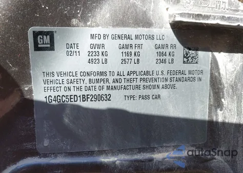 2011 Buick Lacrosse Cxl z USA, uszkodzony, nr VIN 1G4GC5ED1BF290632